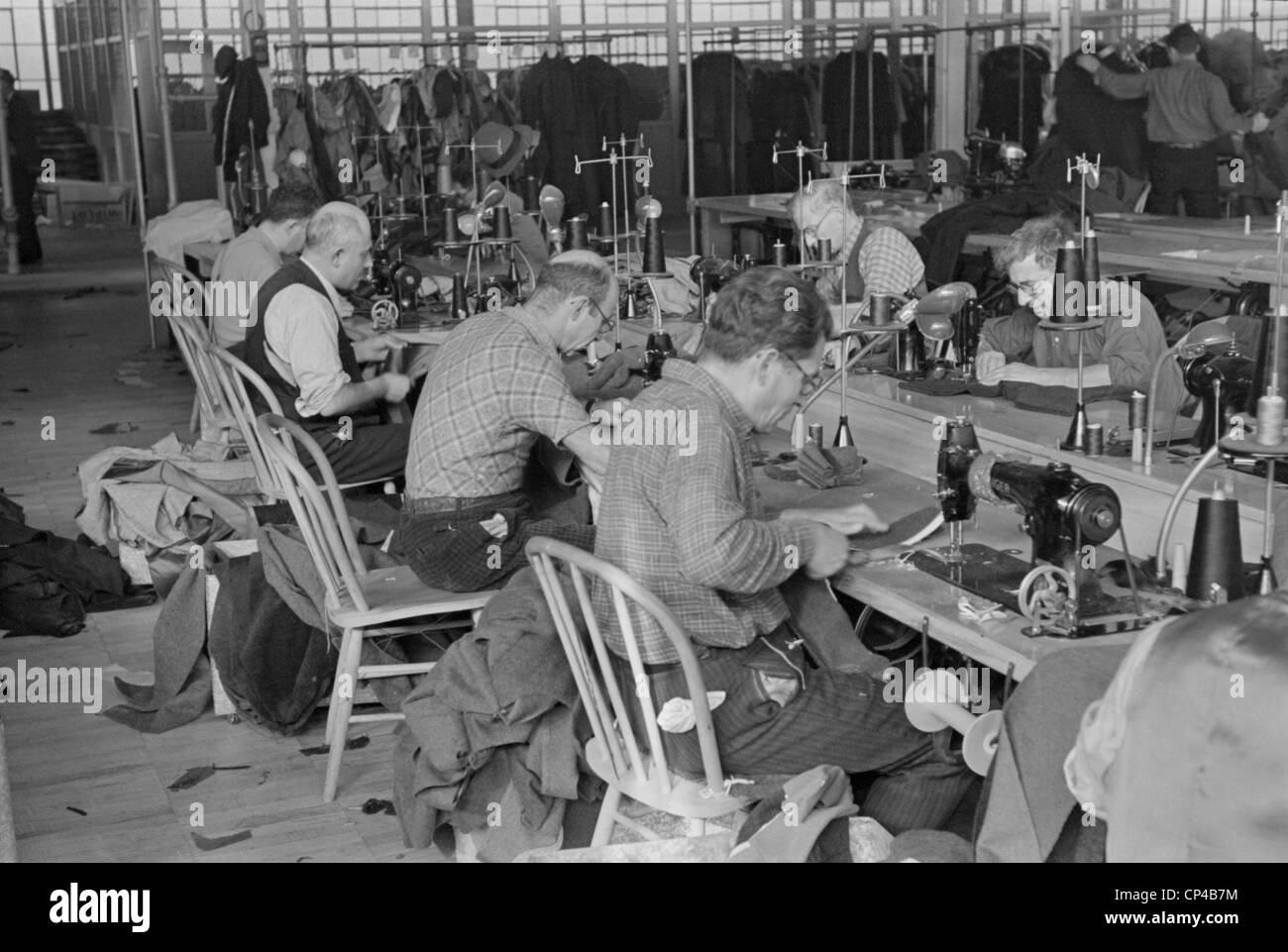 New Deal Utopian Community. Garment factory operators work at the Jersey Homesteads, a New Deal 'Subsistence Homesteads', Stock Photo