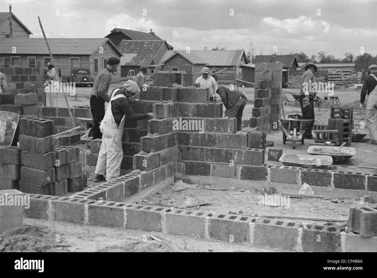Cinder block construction, Jersey Homesteads, Hightstown, New Jersey