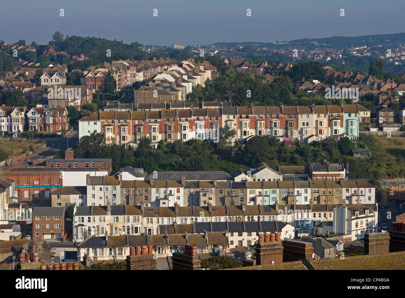 United Kingdom - England - East Sussex - Hastings. Panorama City Stock Photo