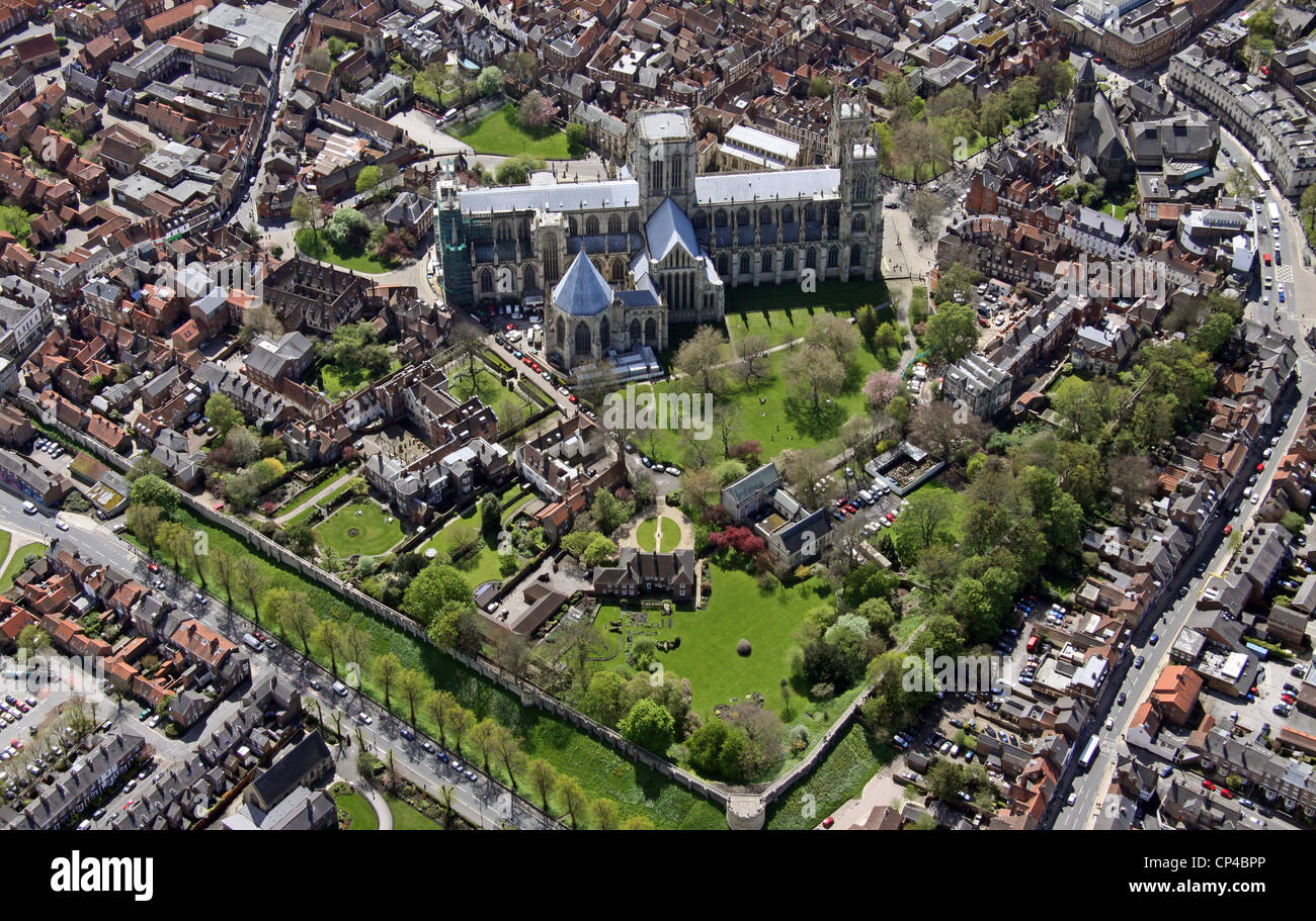 aerial view of York Minster from the North Stock Photo