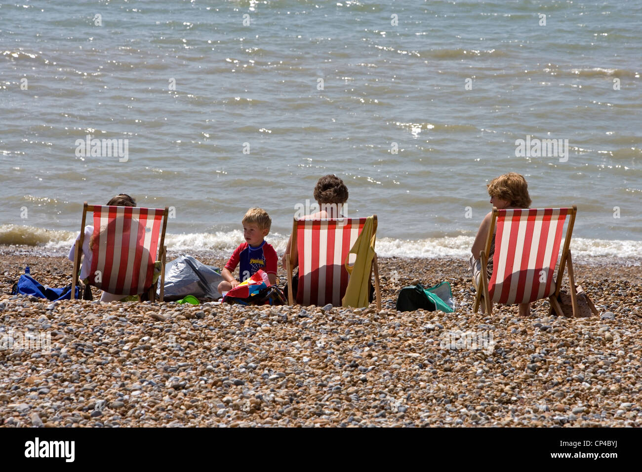 United Kingdom - England - Sussex - Bexhill-on-Sea - English Channel. People on the beach Stock Photo