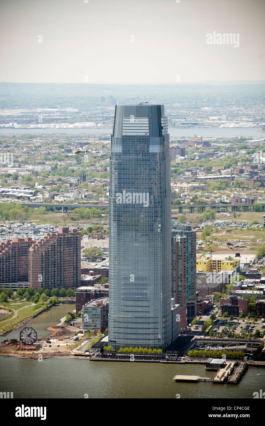 The Goldman Sachs building in Jersey City, NJ seen from One World Trade Center in New York Stock Photo