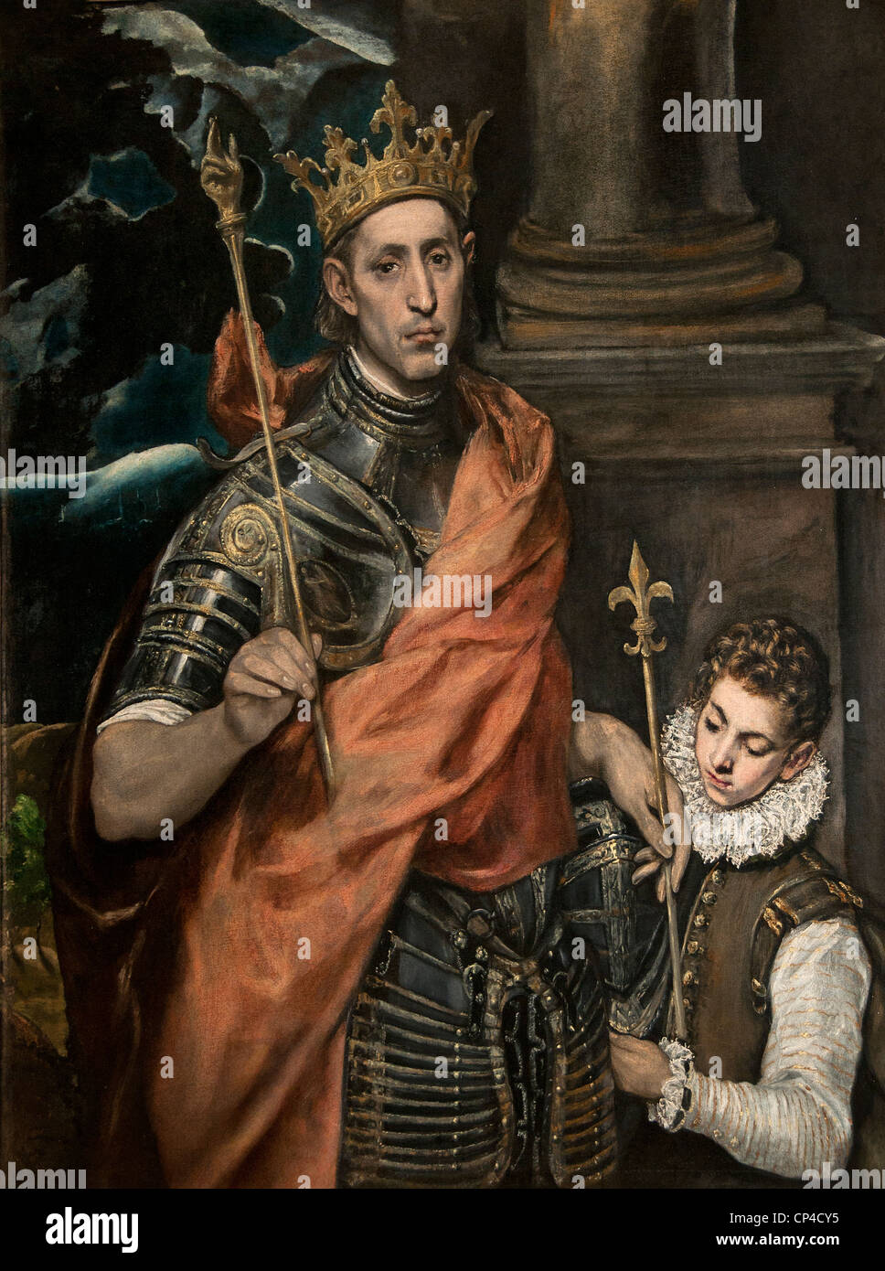 Saint Louis King of France and a Page1585  by Domenikos THEOTOKOPOULOS or EL GRECO 1541 – 1614 Greek Spanish Stock Photo