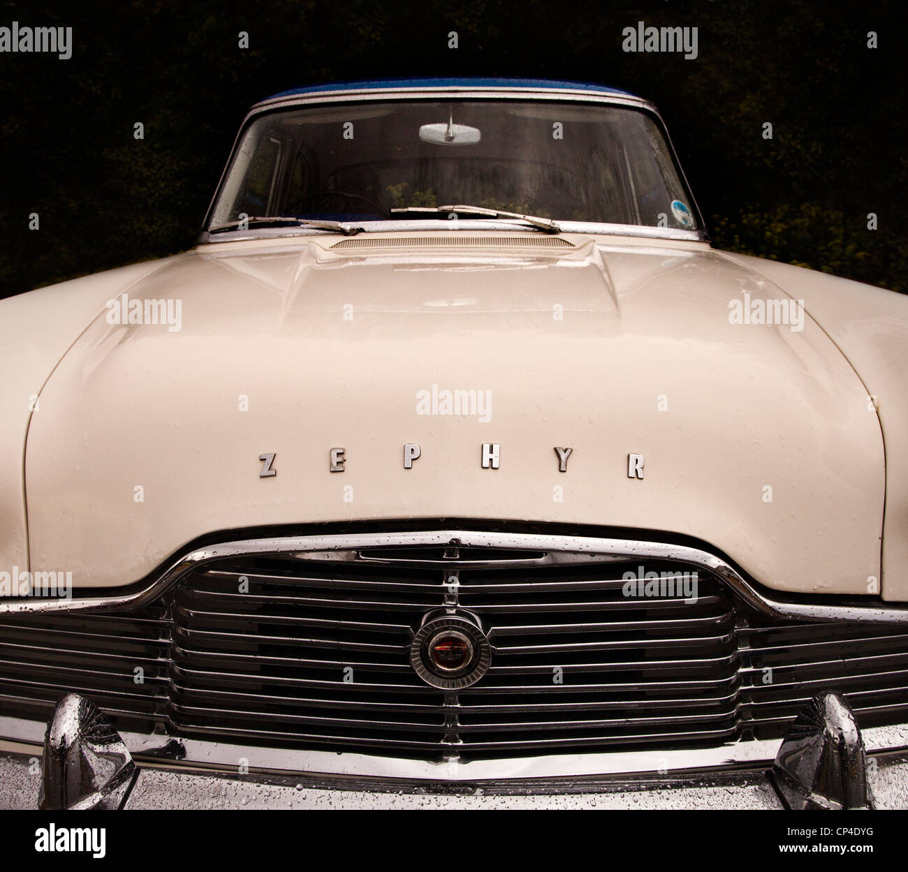 'ZEPHYR' on the front of as classic car, Ford Zephyr. Stock Photo