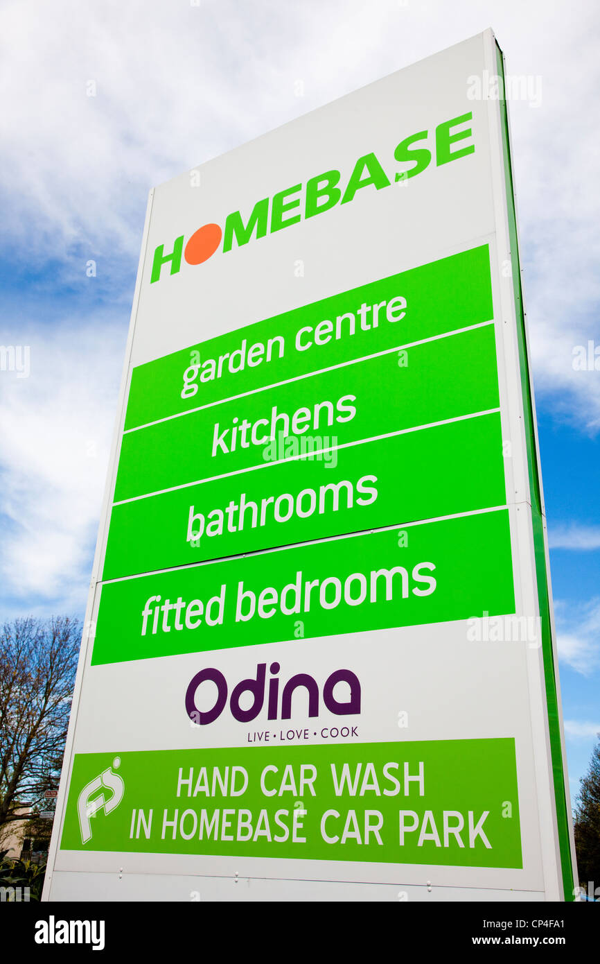 Sign, Homebase, out of town  DIY and garden centre store, UK Stock Photo