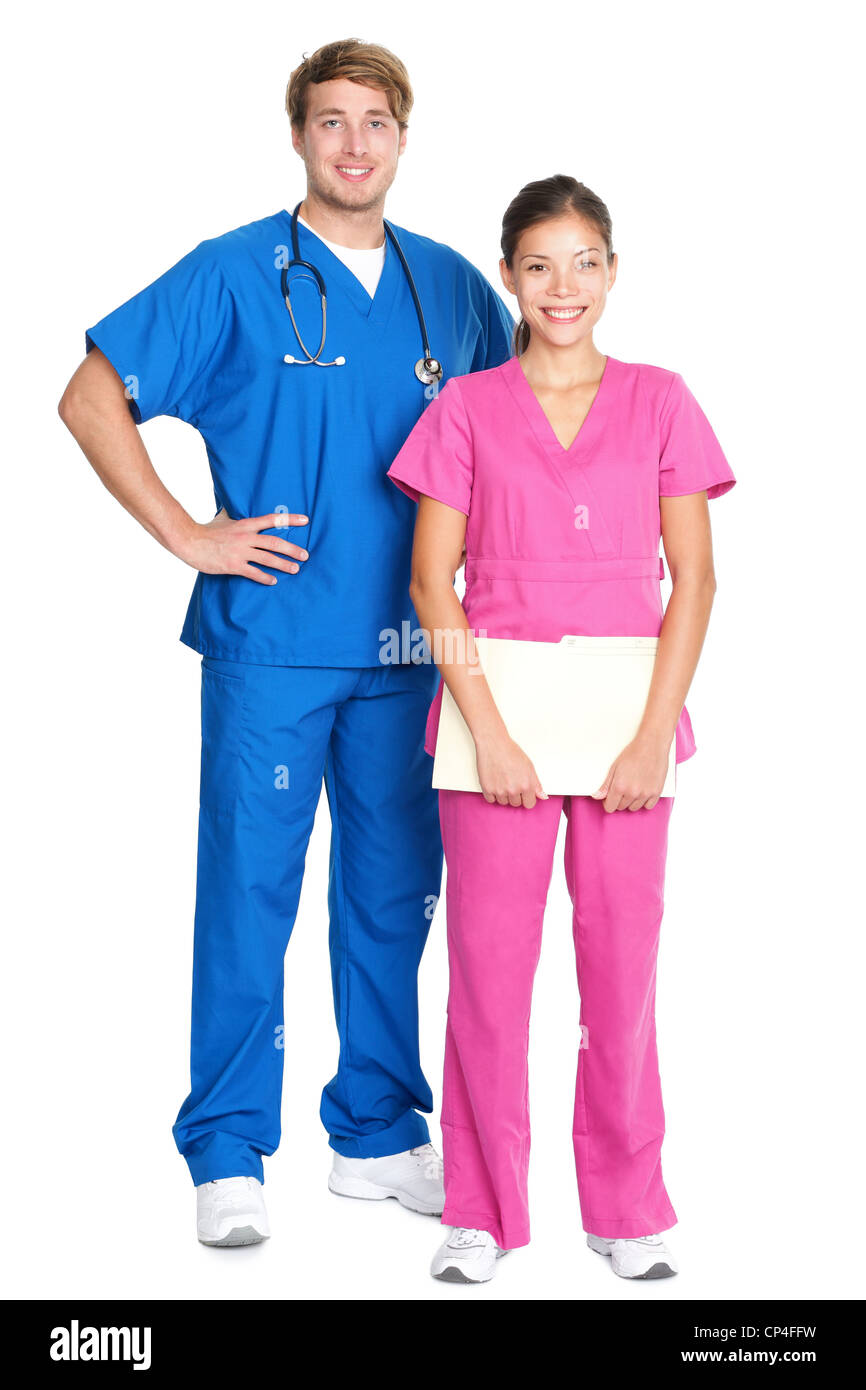 Woman in blue medical scrubs hi-res stock photography and images - Alamy