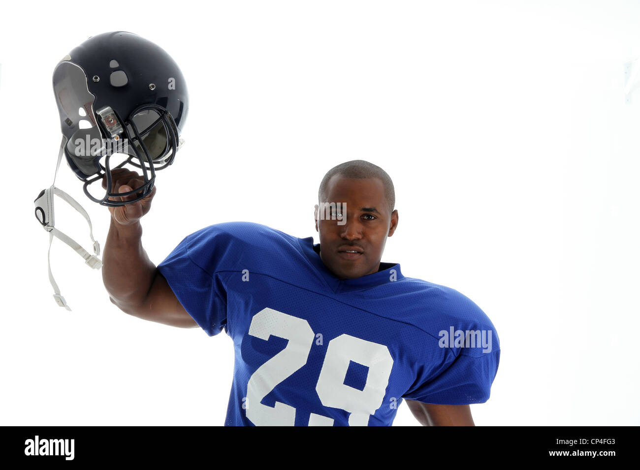 Football Player shot on a white background Stock Photo