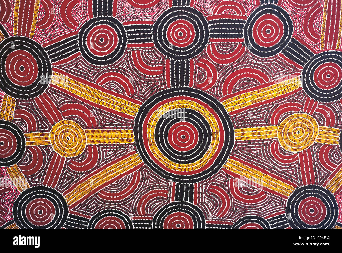 Australia - Uluru-Kata Tjuta National Park. Aboriginal painting in the hotel Sheraton. Stock Photo