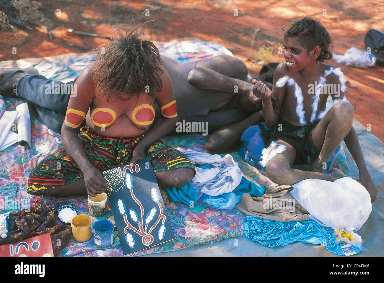 Australia Alice Springs Aboriginal Women Stock Photo