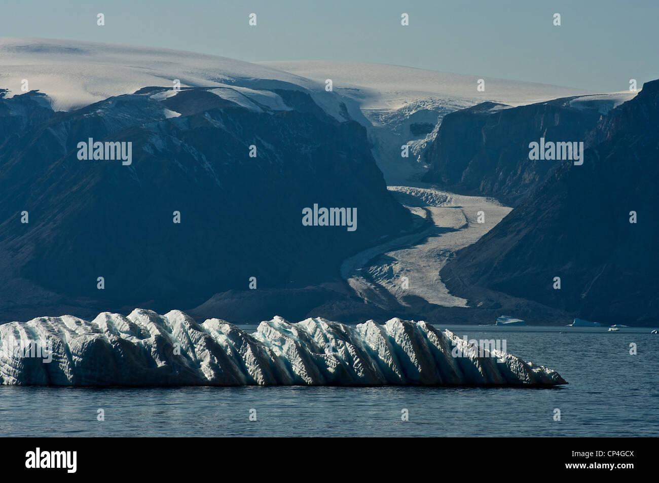 Greenland Qaasuitsup Kommunia Disko Bay. Icebergs and fiords Stock