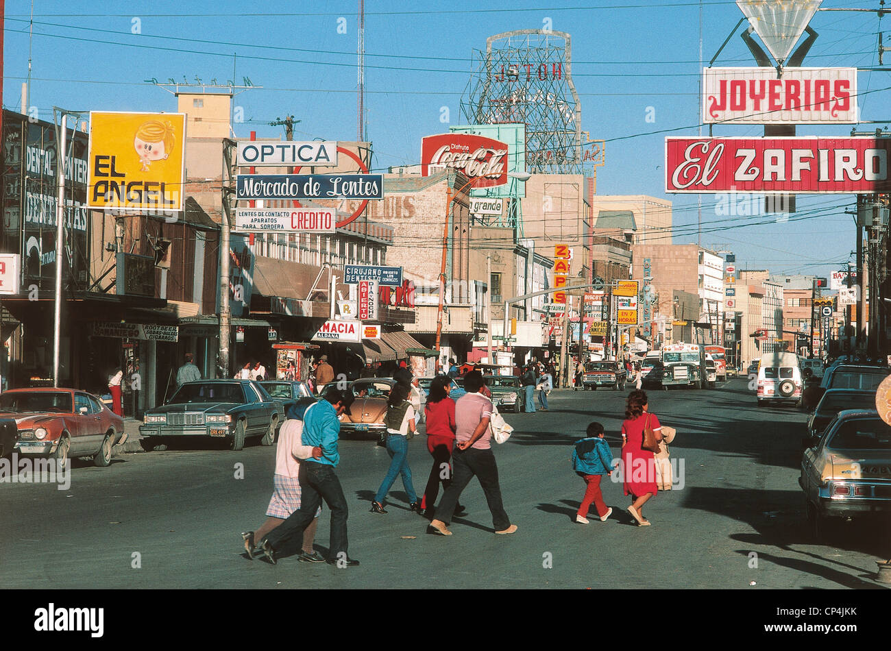Mexico State of Chihuahua Ciudad Juarez. The main street Stock