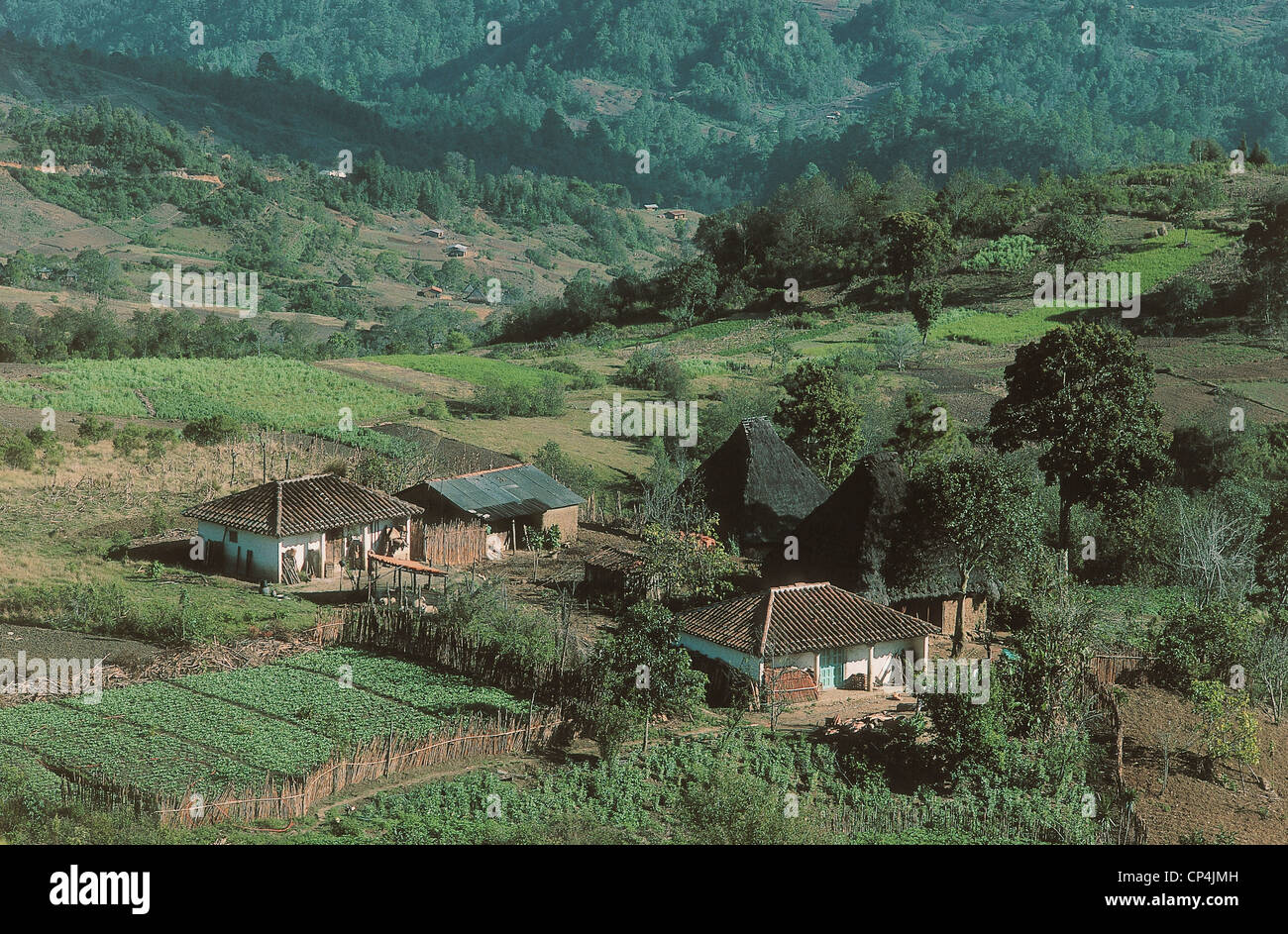 Mexico - Chiapas - Chamula. Farmhouses. Stock Photo