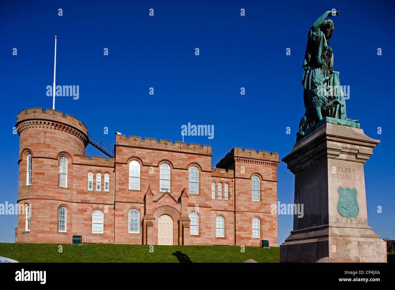 United Kingdom - Scotland - Iverness. The Castle Hill (architect William Burn, 1833-35) and the Flora McDonald's Memorial. Stock Photo