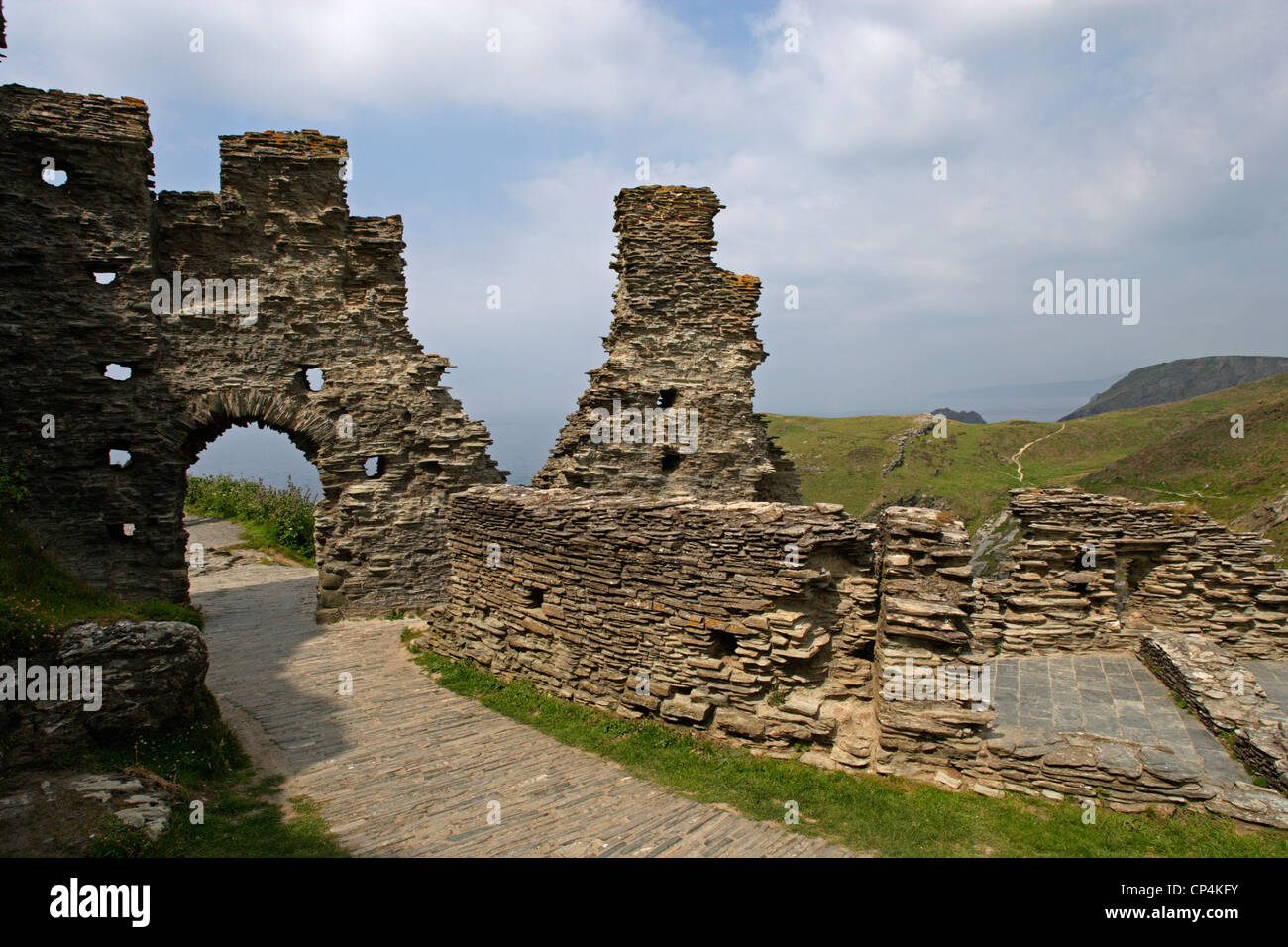 United Kingdom - England - Cornwall - Tintagel. Ruins of King Arthur's ancient Castle. Stock Photo