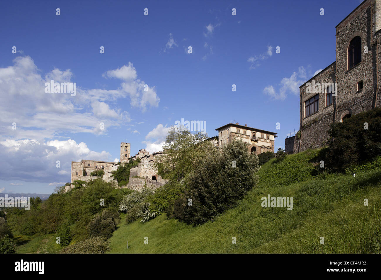 The medieval suburb with Campana Palace. Italy, Tuscany Region, Colle Val d'Elsa. Stock Photo