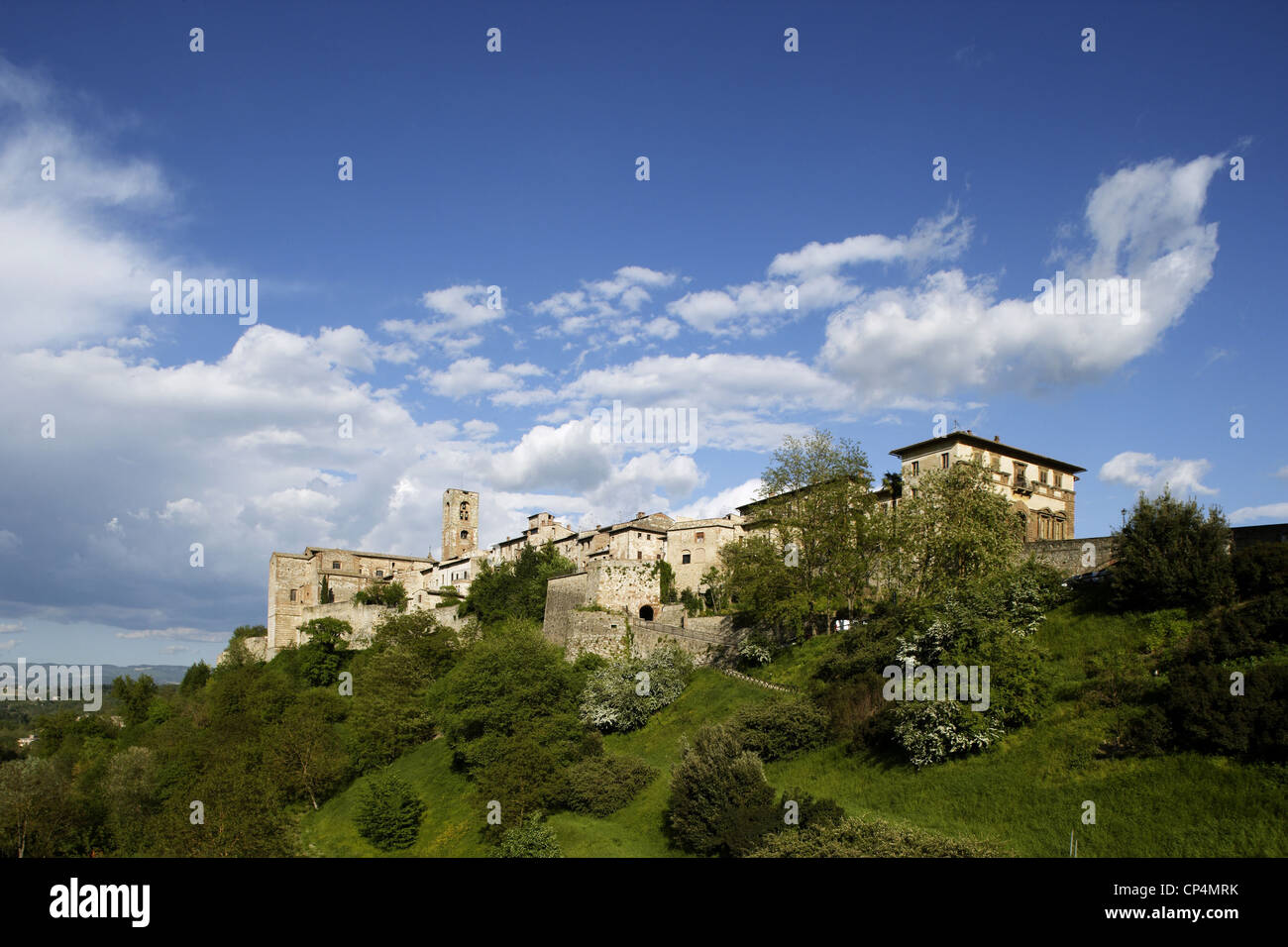 The suburb with Campana Palace. Italy, Tuscany Region, Colle Val d'Elsa (Si). Stock Photo