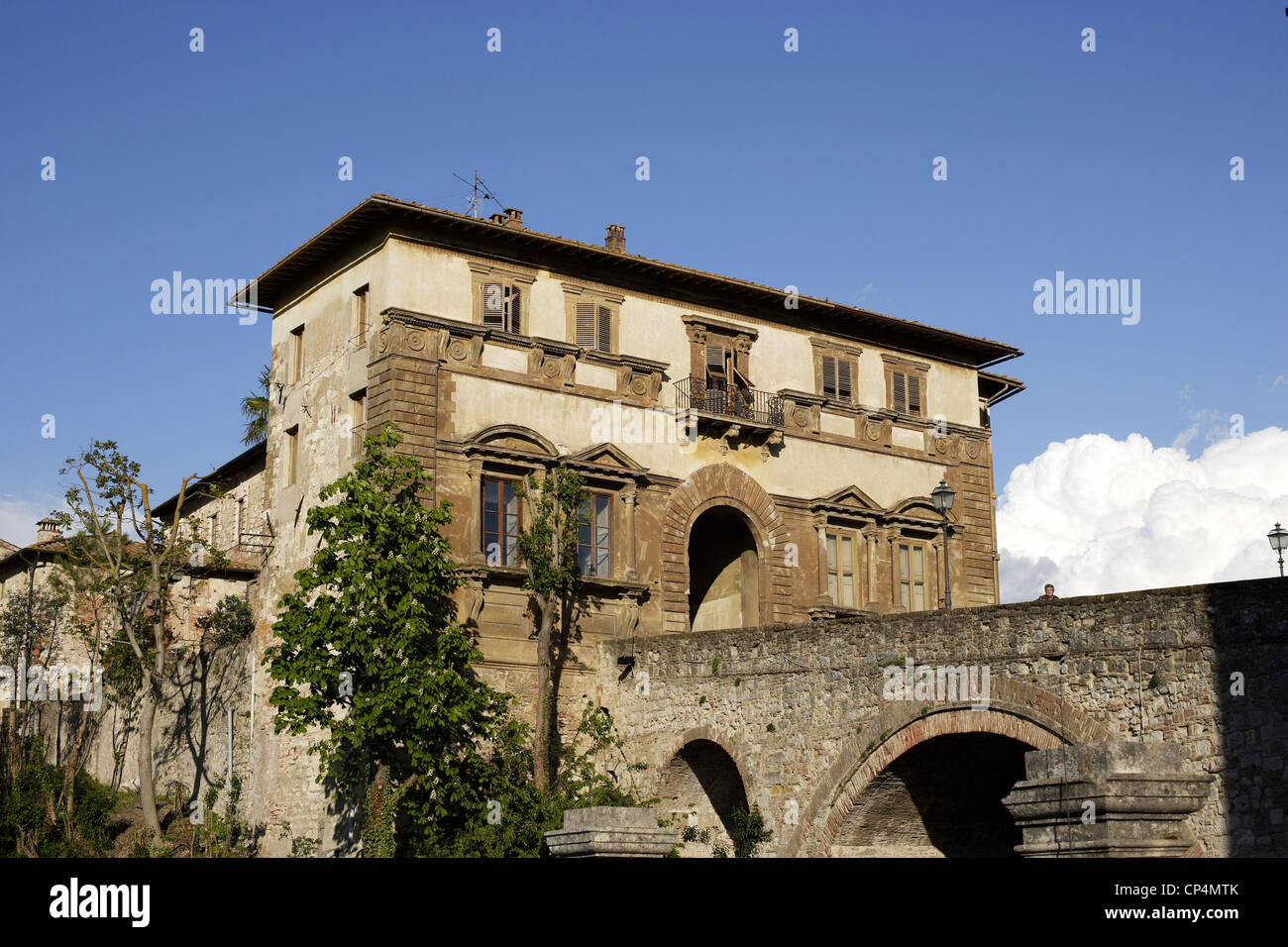 Campana Palace. Italy, Tuscany Region, Colle Val d'Elsa (Si). Stock Photo