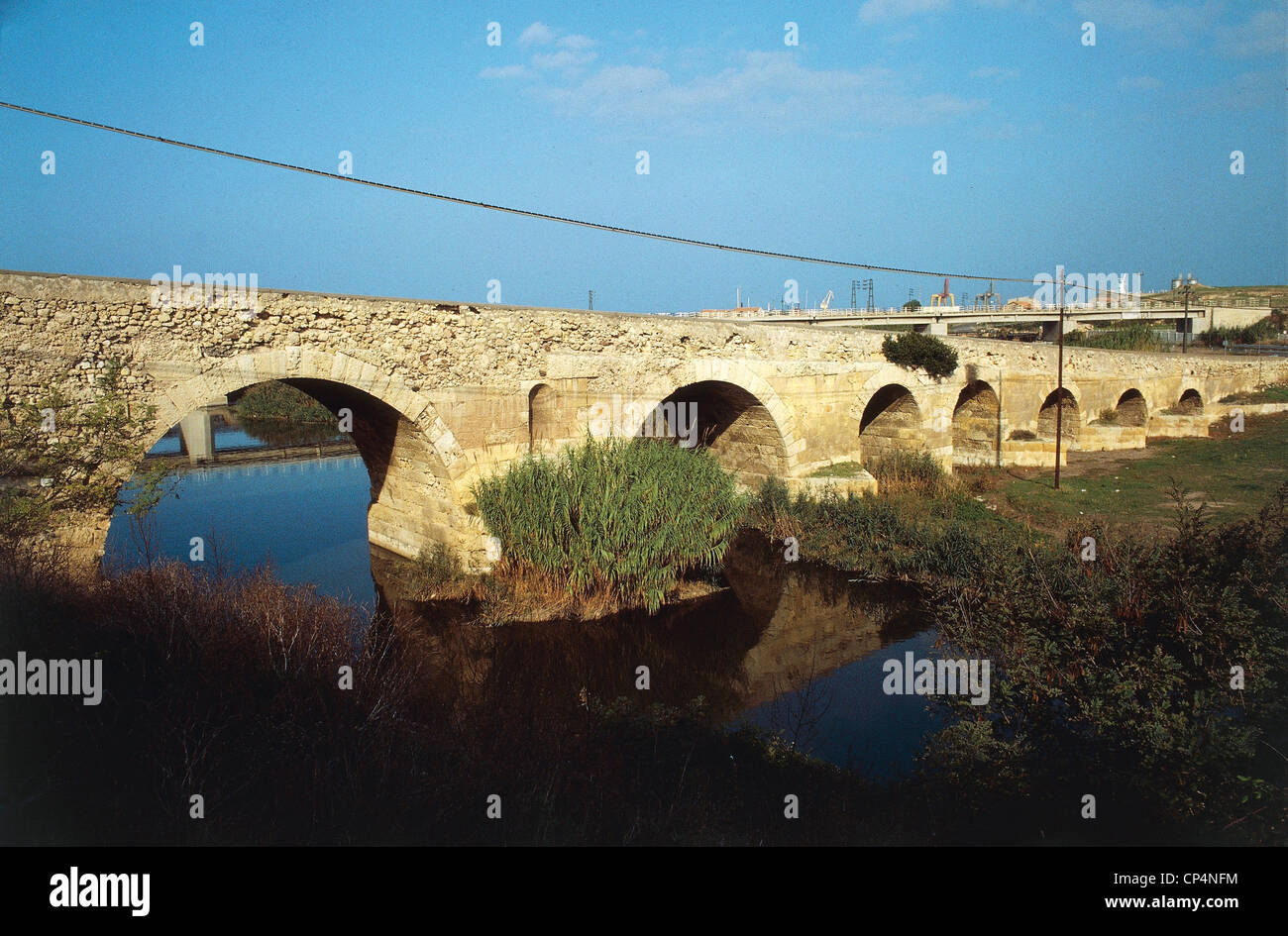 Sardinia - Porto Torres (SS). The Roman bridge over the Riu Mannu. Stock Photo