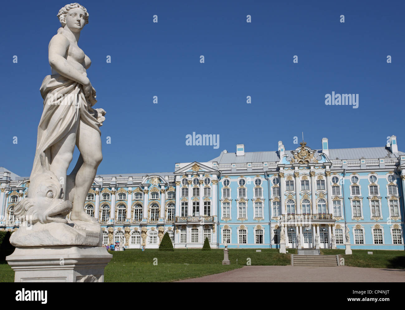 The fabulous baroque facade of the Catherine Palace south-east of St Petersburg Russia Stock Photo