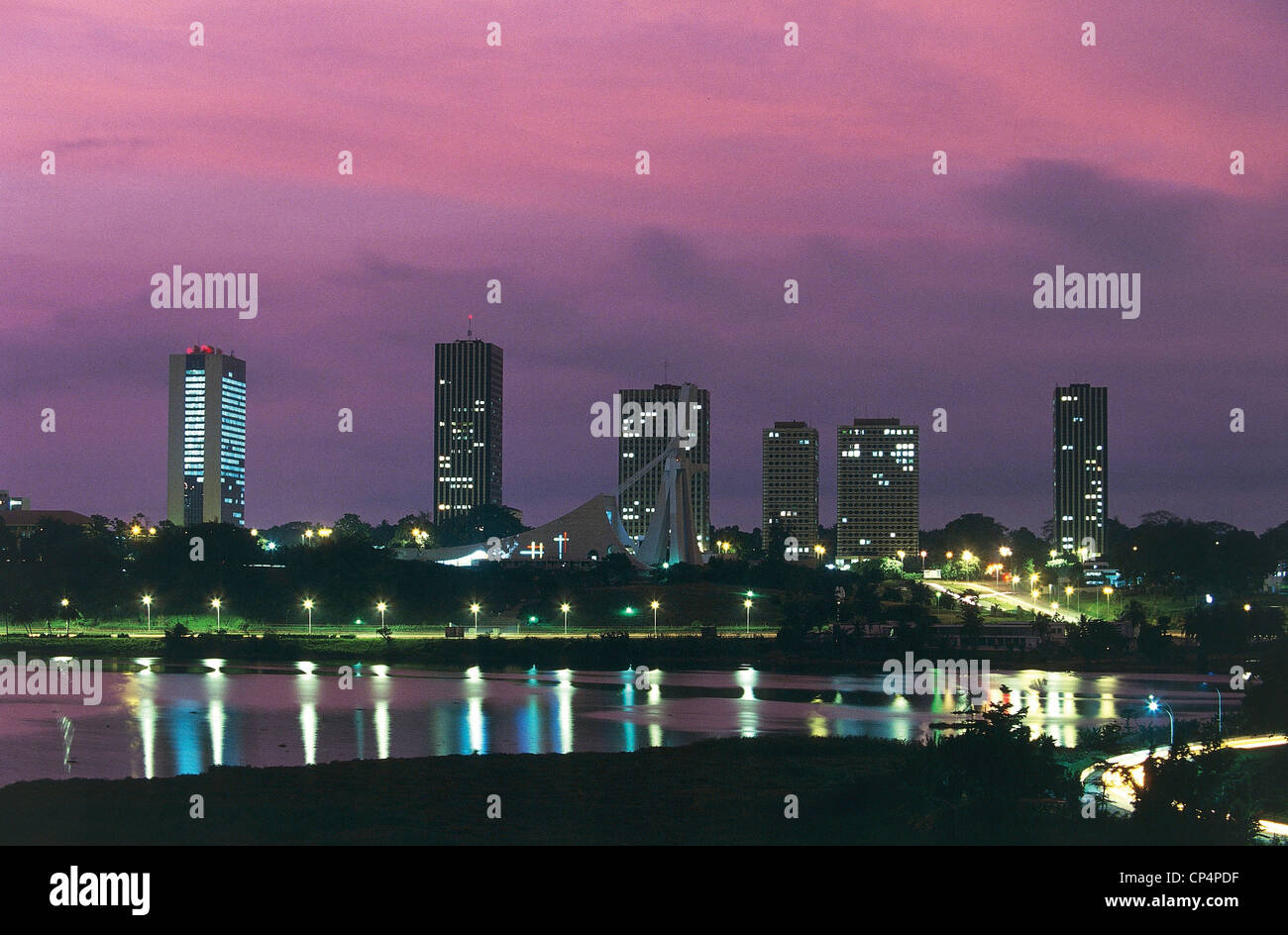 Ivory Coast Abidjan. Plateau district. Night Stock Photo Alamy