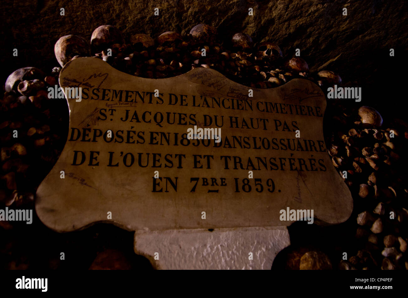 Real skulls and bones in Paris Stock Photo Alamy