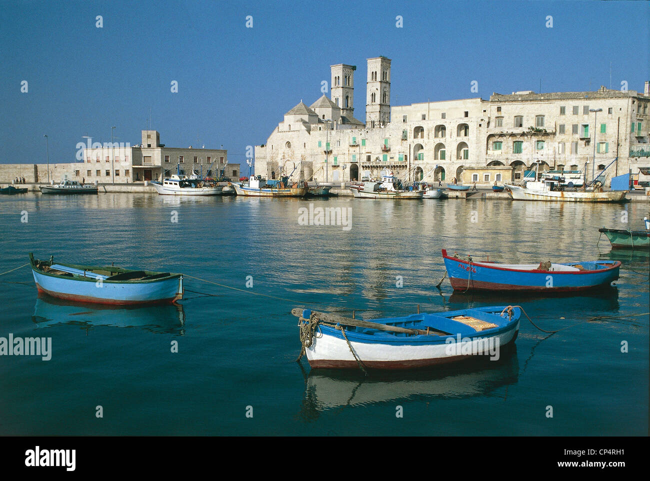 Puglia - Molfetta (Ba). The port and the cathedral in the background. Stock Photo