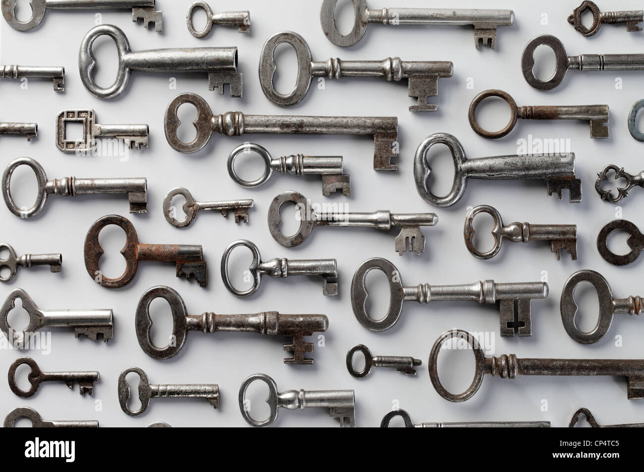 A Small Collection of Old Antique Keys. Stock Photo