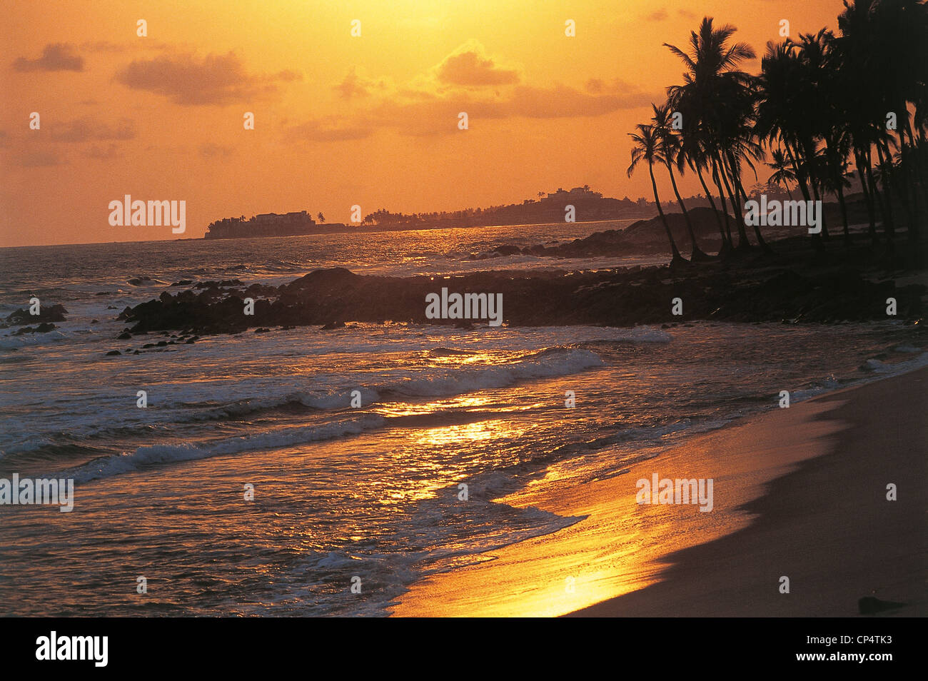 Ghana - Gold Coast between Cape Coast and Elmina. Sunset. Stock Photo