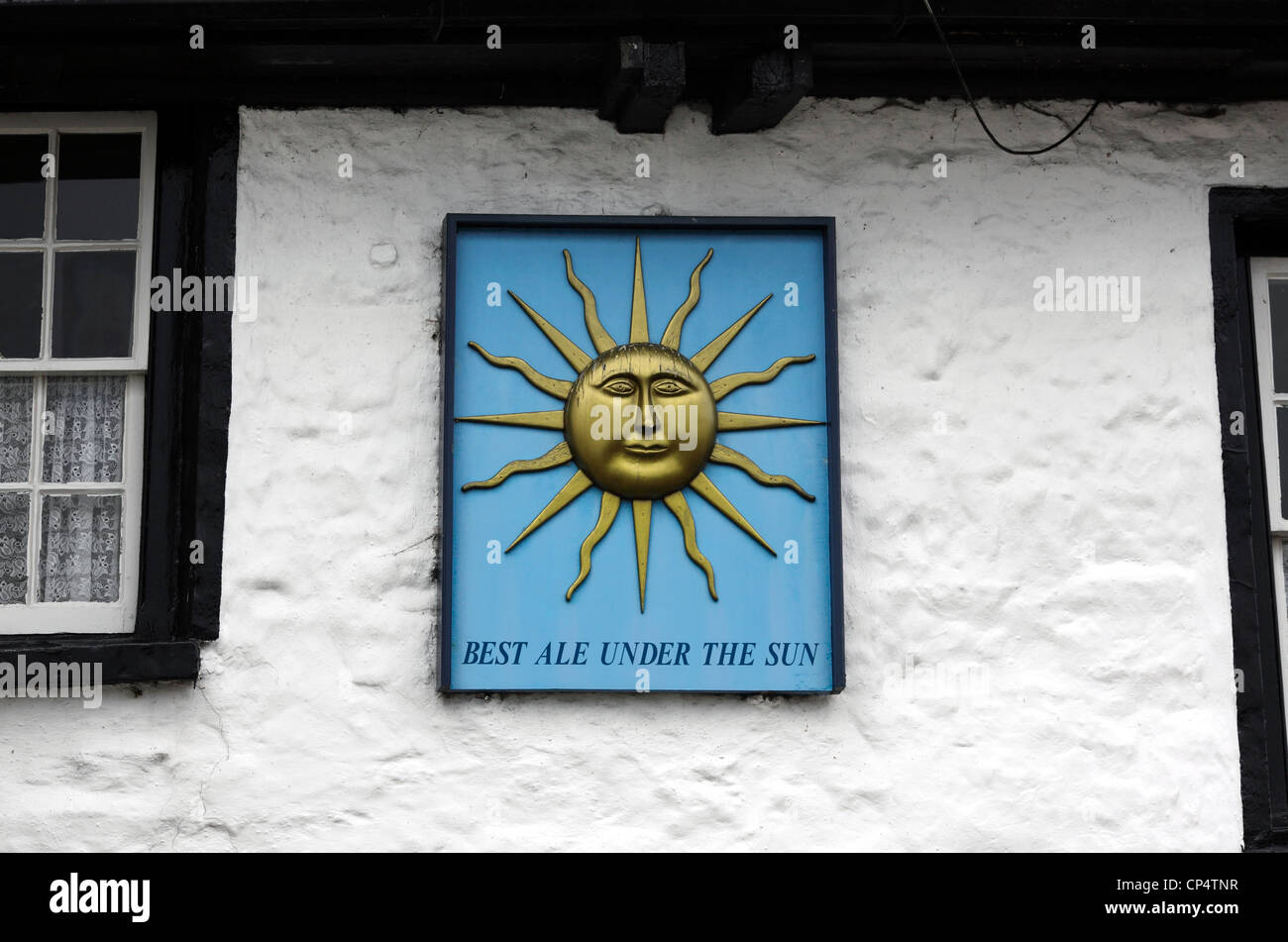 Pub sign on the Sun Inn, Dent, Cumbria, England. Stock Photo