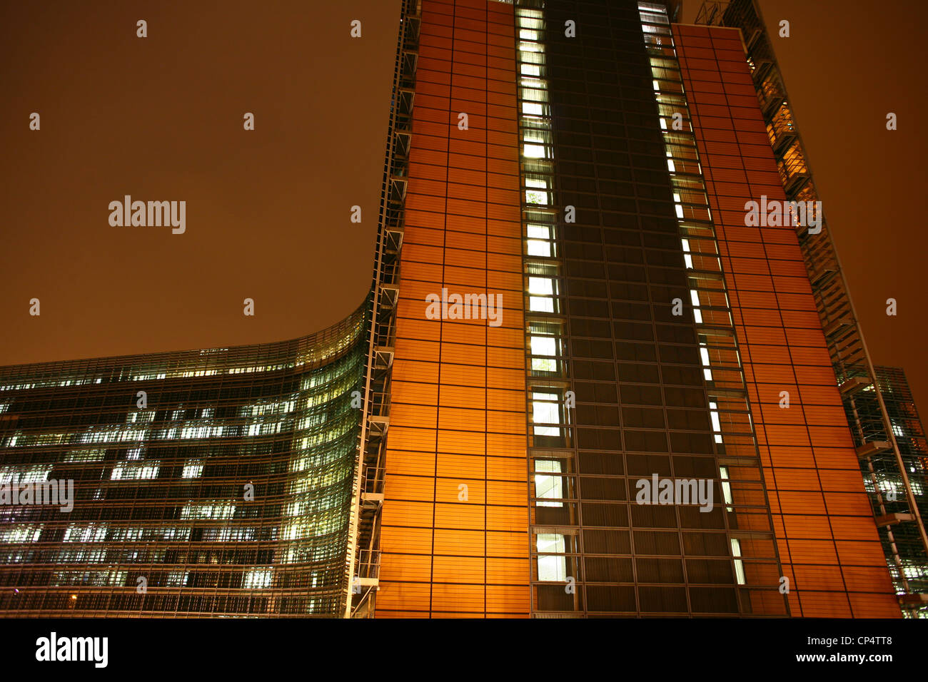 Berlaymont by night. The headquarters of the European Commission in Brussels Stock Photo