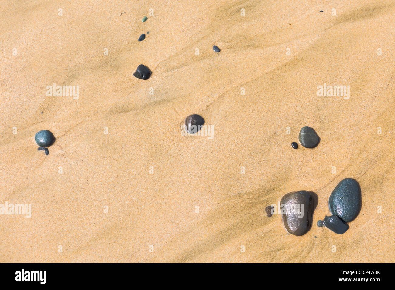 Forms in sand left by receding water and rocks, Opononi beach, Omapere, Northland region, New Zealand Stock Photo