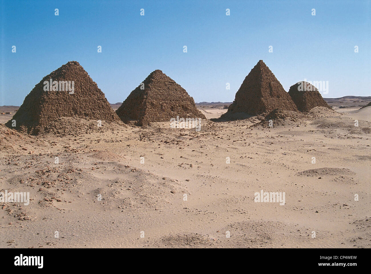 Sudan - Nubia - Nuri. Pyramids of the Nubian pharaohs blacks, VIII-VII century BC (World Heritage Site by UNESCO, 2003). Stock Photo