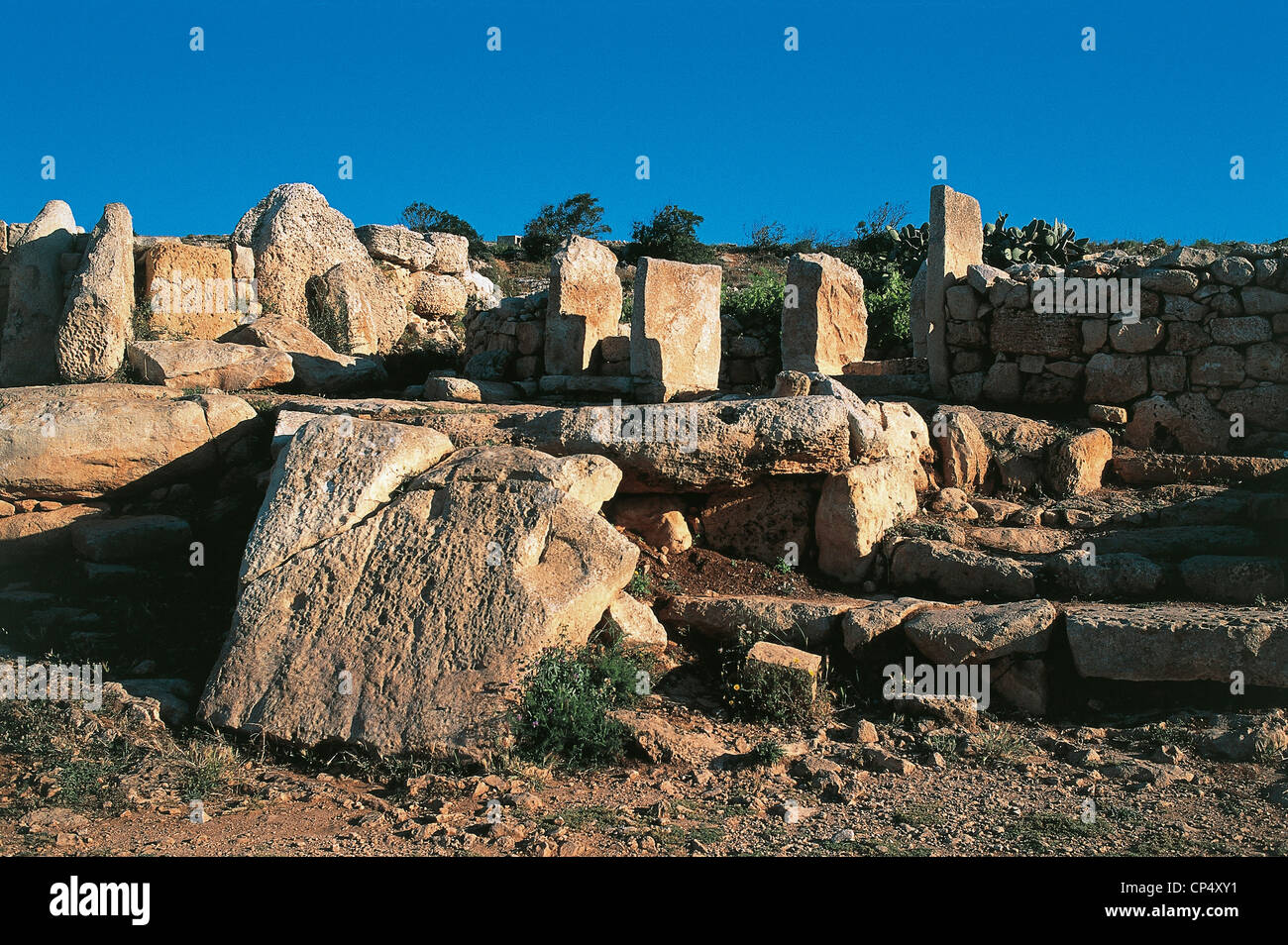 MALTA Mnajdra megalithic temple of Tarxien phase AC 3000-2500 Stock Photo