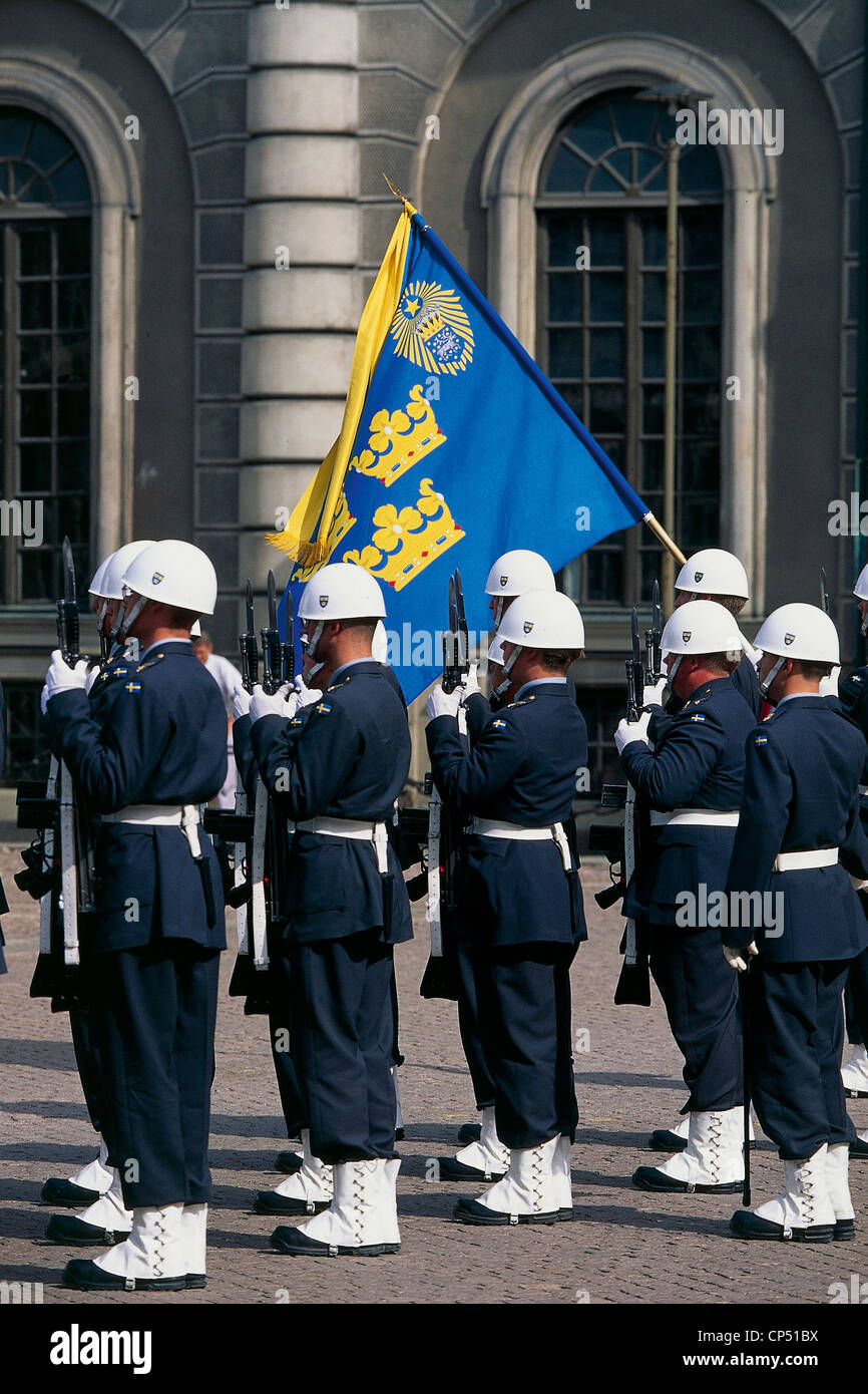 Sweden - Stockholm - Gamla Stan Island. Royal Palace, changing of the guard. Stock Photo