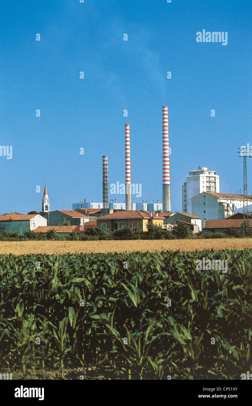 Lombardia - Ostiglia (Mn). Thermal power station. Stock Photo