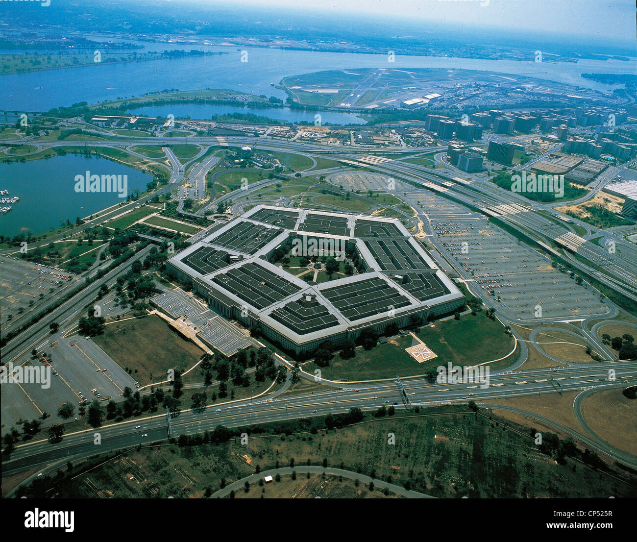 United States of America - Distric of Columbia - Washington, the Pentagon with the Potomac River and the airport. Aerial view. Stock Photo