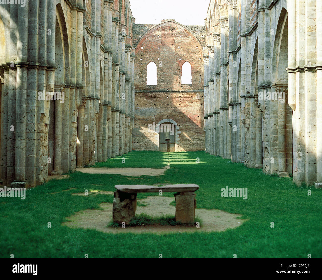 Tuscany San Galgano Gothic Abbey Stock Photo