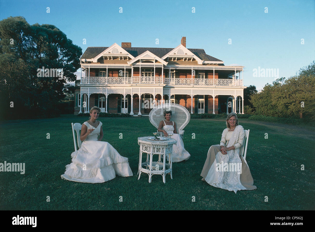 Australia New South Wales Belltrees Scone. White villa and family