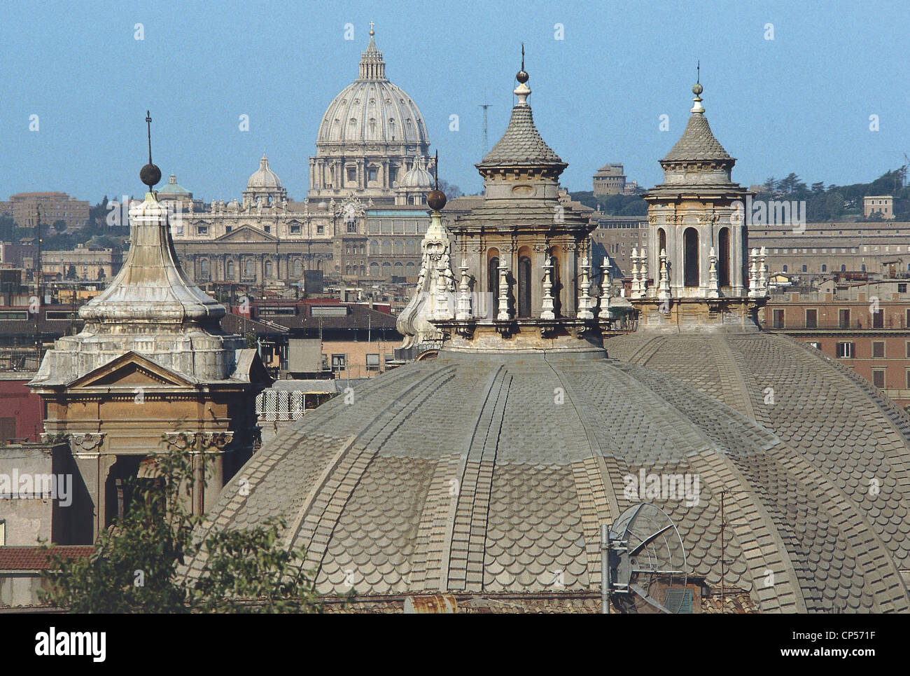 Lazio - Rome. Church domes, the dome of St. Peter Stock Photo - Alamy