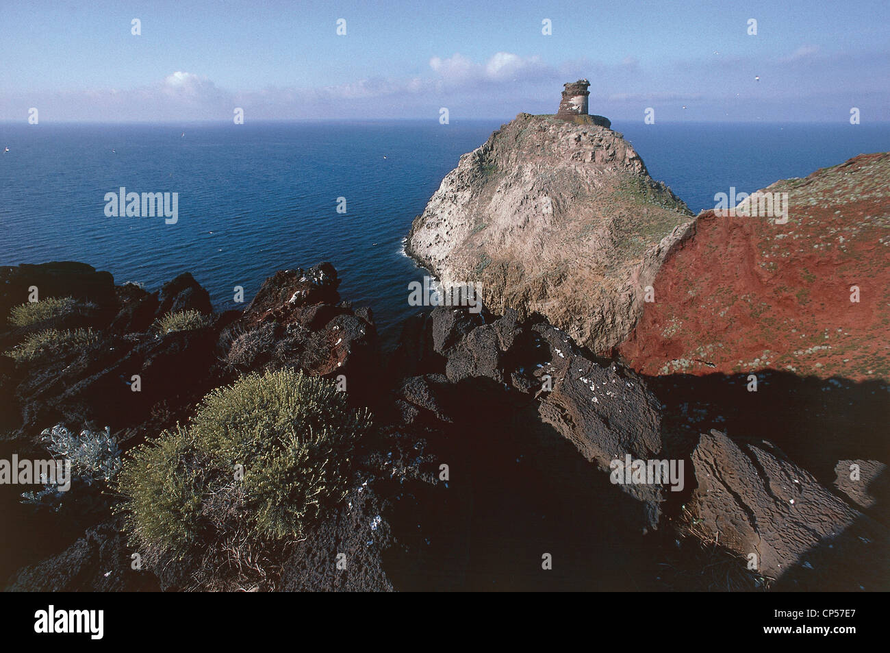 Tuscany Tuscan Archipelago National Park Island of Capraia (LI). stretch of coast near port. Tuscany Tuscan Archipelago Stock Photo