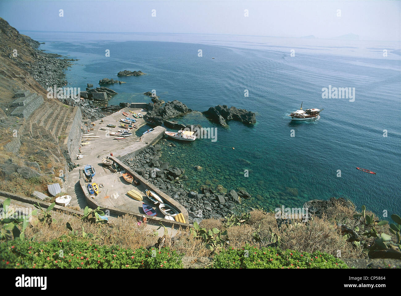 Sicily - Aeolian Islands (Me) - Stromboli Island - The port of Ginostra  Stock Photo - Alamy