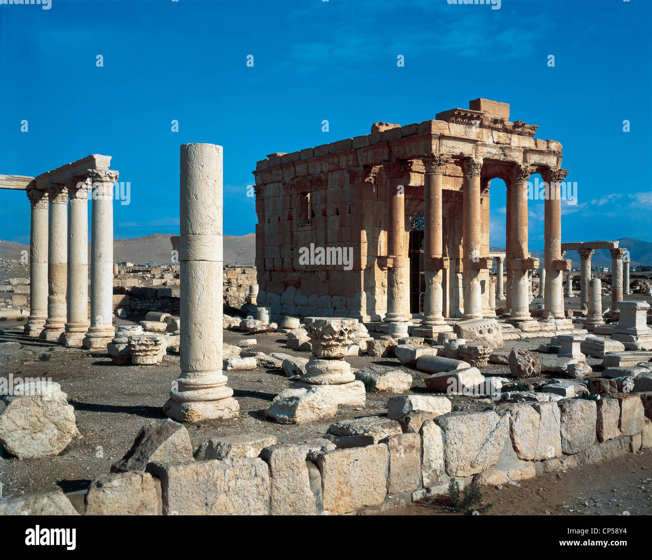 The Temple of Baal Shamin in Palmyra (UNESCO World Heritage Site, 1980), Syria. Syrian Civilizations, 2nd Century. Stock Photo
