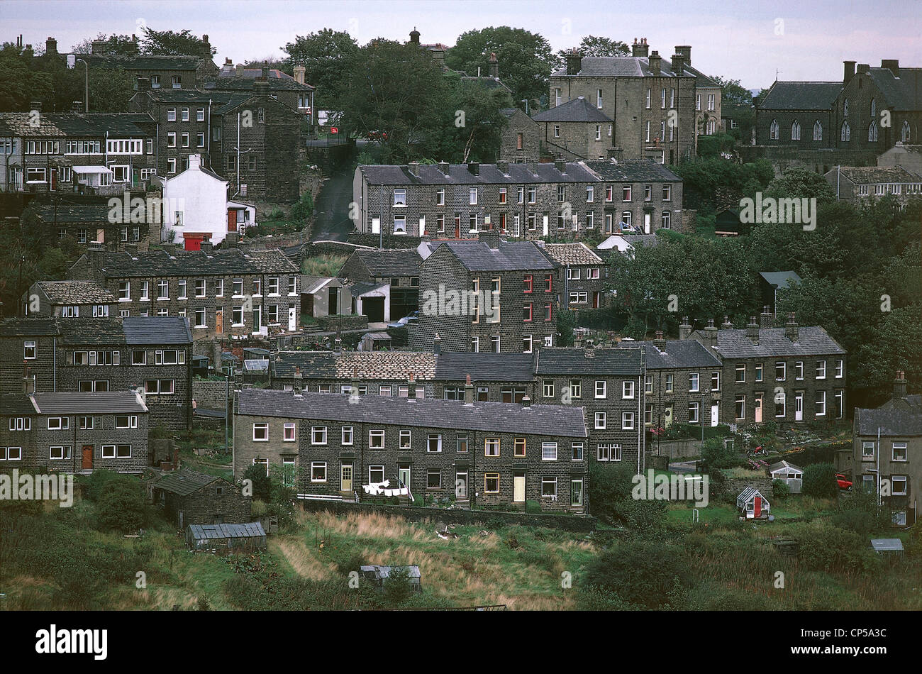 United Kingdom, industrial archeology. Workers' houses in Golcar Stock