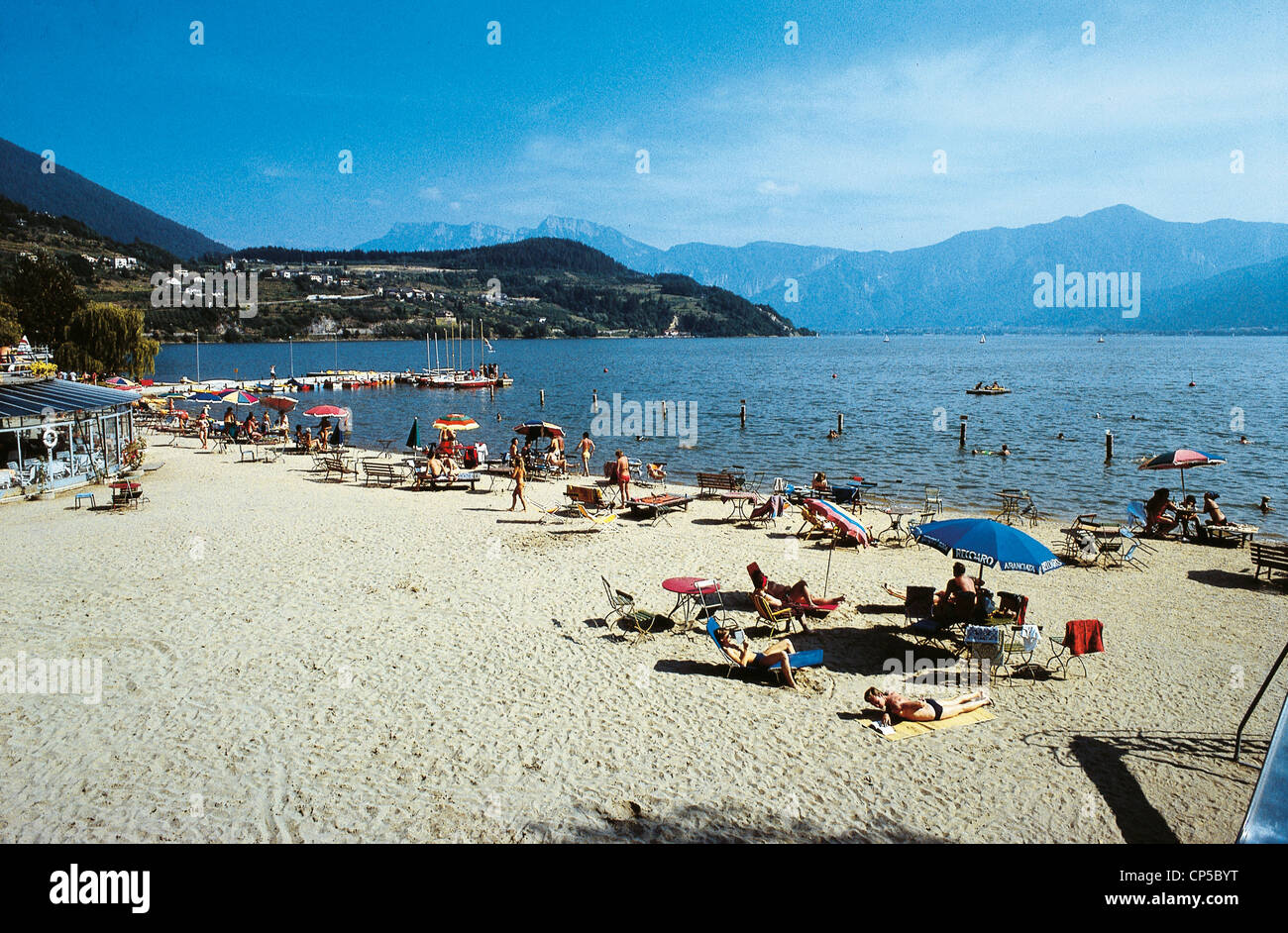 Trentino-Alto Adige - Beach of St. Christopher (Tn) on Lake Caldonazzo. Stock Photo