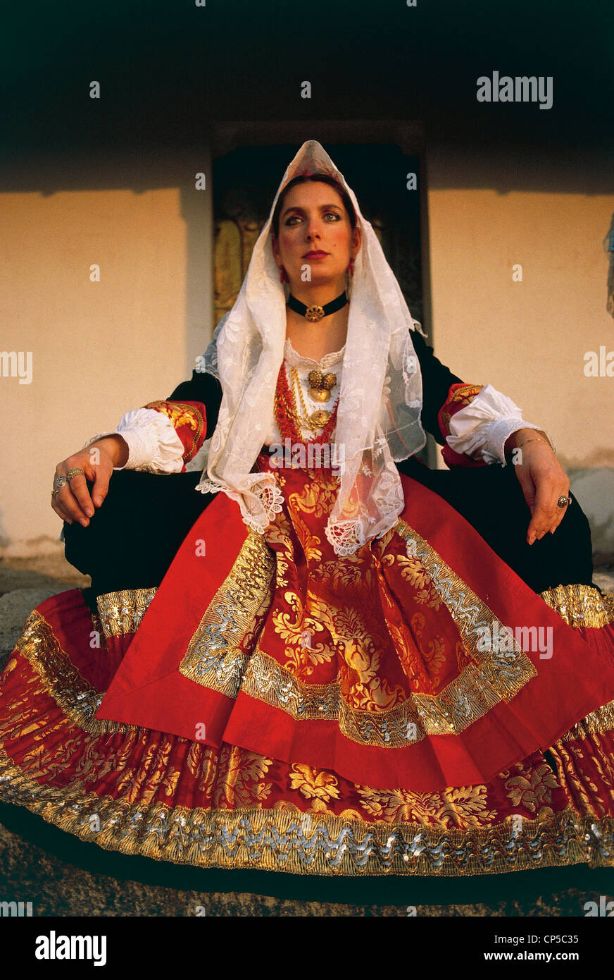 Sardinia - Oristano, woman in traditional costume Stock Photo - Alamy