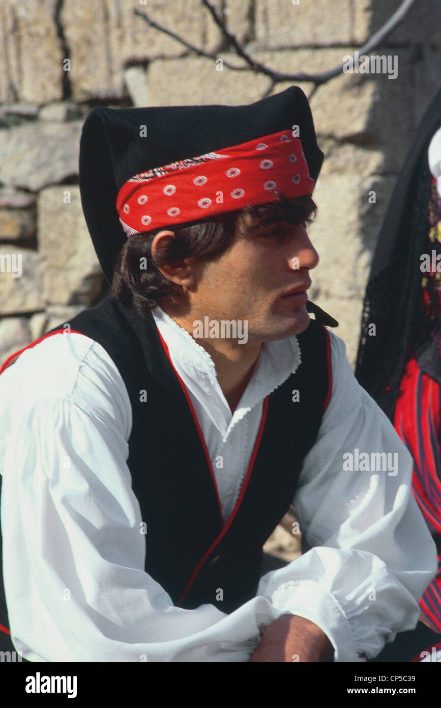 Sardinia - Villamar (Ca) - Boy in costume. Stock Photo