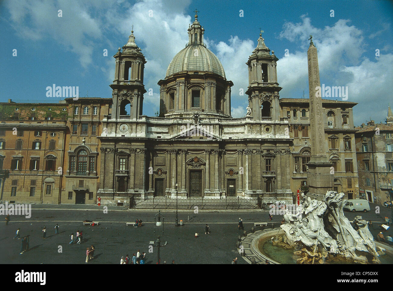 Lazio - Rome. Piazza Navona, the facade of the church of St. Agnes in Agony (Francesco Borromini, 1653-1657) Stock Photo
