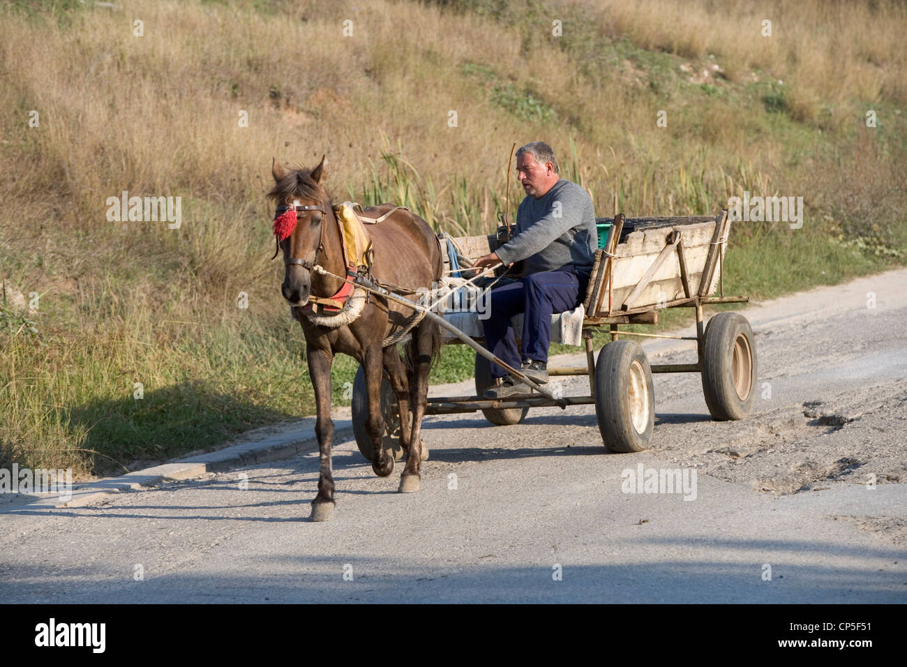 Bulgaria Melnik Around. Man on a horsedrawn carriage Stock Photo Alamy
