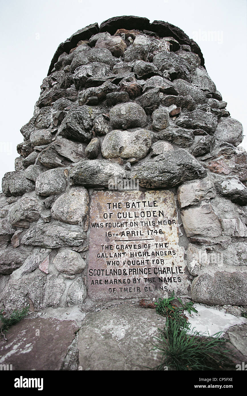 Scotland Culloden Battlefield memorial in remembrance of the Battle of Culloden Stock Photo