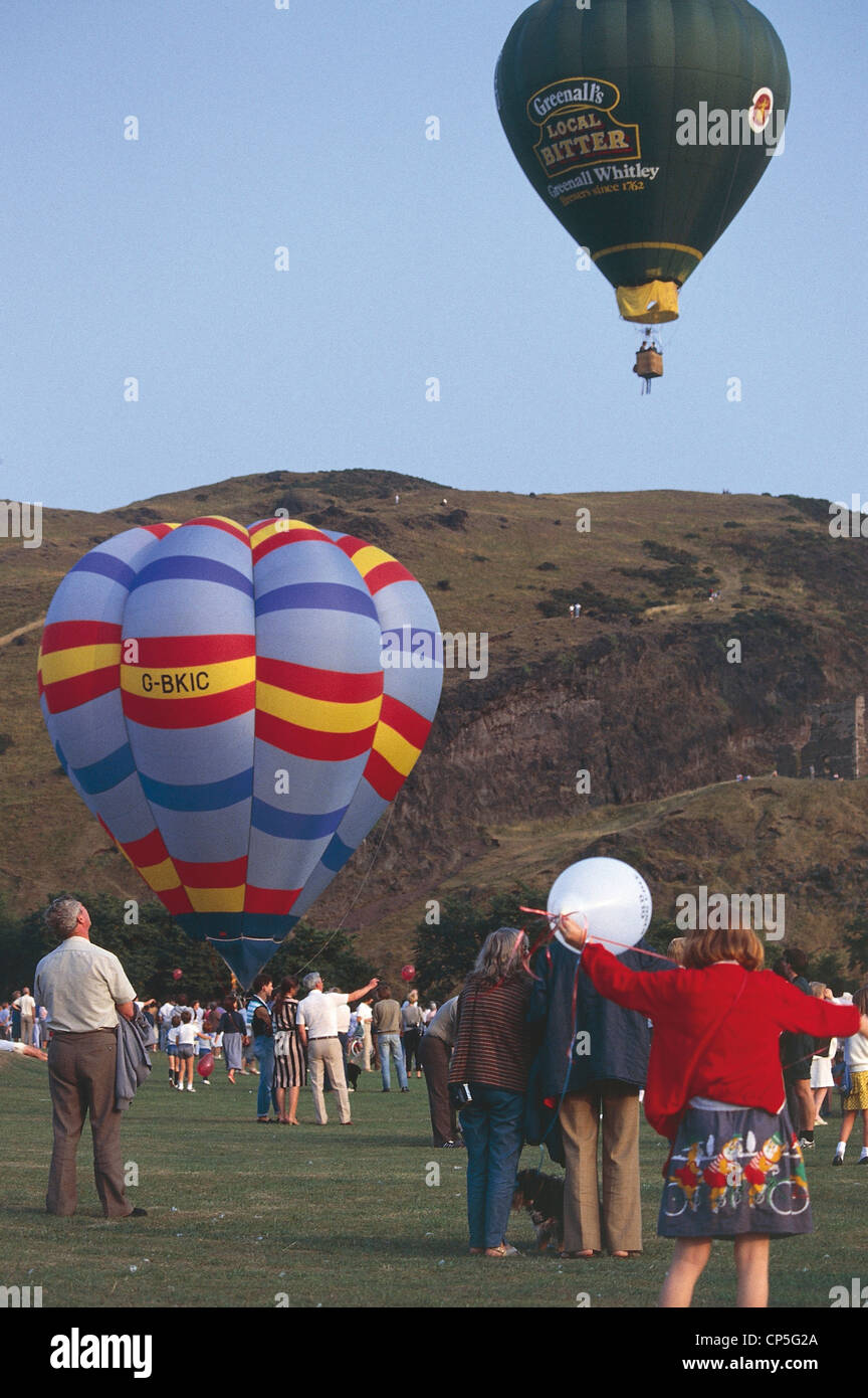UK Scotland Edinburgh. Holyrood Park. Balloons in flight Stock